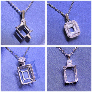 雷迪恩冰花切割专用吊坠托空托女送项链空台空拖925纯银度18K白金