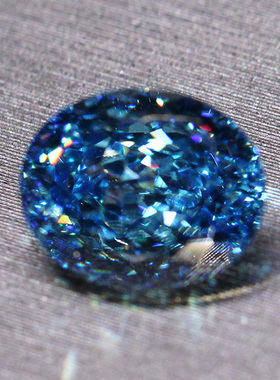 高精切面蓝钻高碳钻裸石椭圆形戒面戒指项链可镶嵌钻戒蓝色女个性