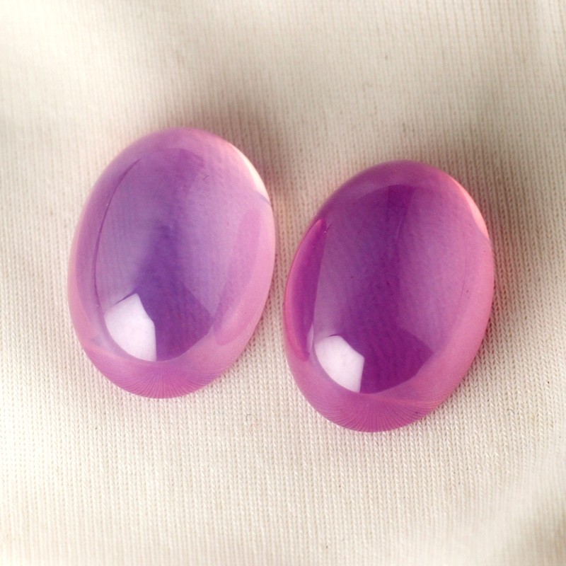 椭圆形素面猫眼粉红蓝宝石裸石戒面平底光面培育彩宝星光珠宝首饰