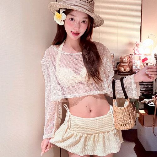性感纯欲小胸聚拢比基尼套装