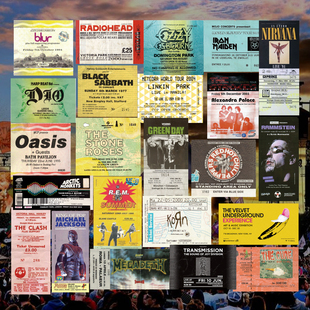 oasis黑色安息日摇滚做旧朋克门票票根电吉他滑板琴箱旅行箱贴纸
