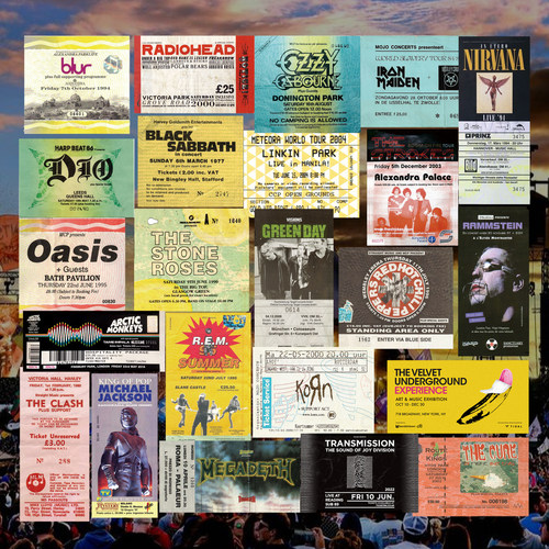 oasis黑色安息日摇滚做旧朋克门票票根电吉他滑板琴箱旅行箱贴纸