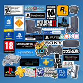 原创40张ps5贴纸游戏机logo电玩SONY4装 饰ipad笔记本电脑手机防水