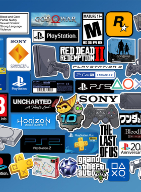 原创40张ps5贴纸游戏机logo电玩SONY4装饰ipad笔记本电脑手机防水