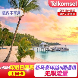 【eSIM】印尼巴厘岛/泰国/新加坡/马来esim电话卡无限高速流量卡