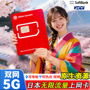 日本电话卡5/4G手机高速流量上网卡3-15天Softbank东京旅游SIM卡