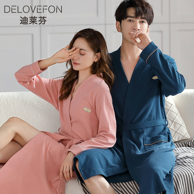 迪莱芬旗舰店纯棉情侣睡袍