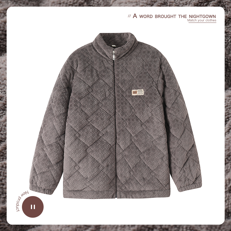 睡衣上衣单件三层夹棉加厚保暖