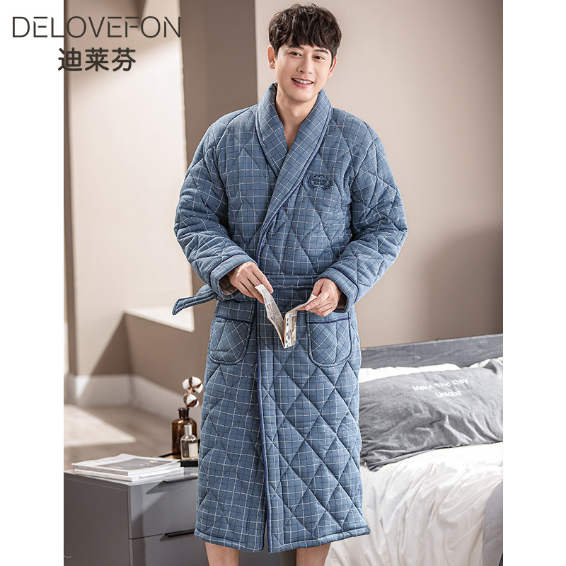 男士睡袍秋冬加厚三层夹棉大码长款睡衣男冬季加厚纯棉加棉浴袍冬,女士内衣/男士内衣/家居服,睡袍/浴袍,淘宝优惠券,粉丝福利购,淘宝优惠卷