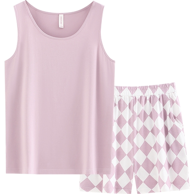 女士莫代尔无袖背心睡衣薄款套装