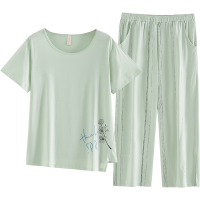 迪莱芬女莫代尔短袖长裤睡衣套装