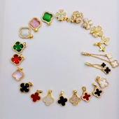 2024新款 饰品钛钢项链 久不褪色四叶草合集纯铜镀真金DIY吊坠套装