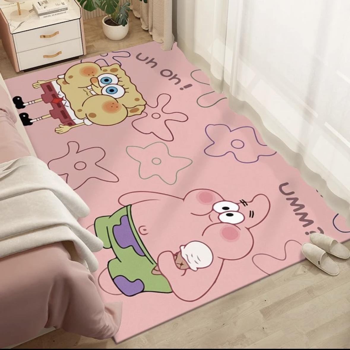 140*200海绵宝宝地毯耐脏卡通客厅卫生间少女心地垫儿童爬行垫
