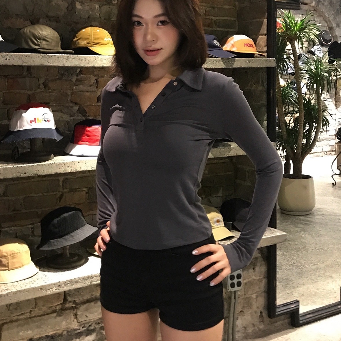 polo领针织衫女修身显瘦款上衣