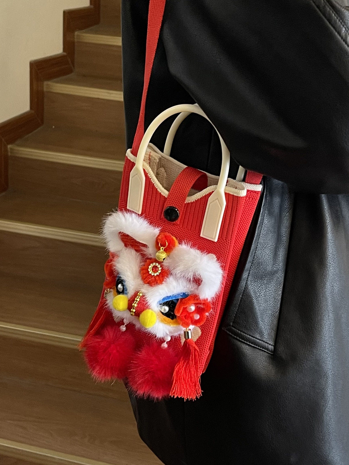 新年国风醒狮针织包手工diy编织手机包送女友礼物民族风洋气百搭,玩具/童车/益智/积木/模型,其他手工制作,淘宝优惠券,粉丝福利购,淘宝优惠卷