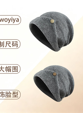 (大头姐姐)定制款韩系休闲纽扣翻边显脸小百搭男女保暖针织堆堆帽
