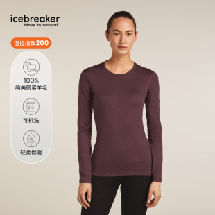 速干长袖 Oasis T恤运动户外 可机洗美利奴羊毛女200 icebreaker