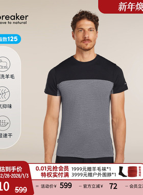 icebreaker美利奴羊毛男125 Sphere 拼色T恤短袖轻凉户外运动徒步