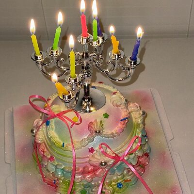 复古彩色蜡烛台蛋糕装饰糖果色小蜡烛女神小仙女生日装扮插件摆件