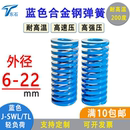 进口模具弹簧蓝色扁弹簧耐高温压缩五金配件矩形弹轻负荷外径6