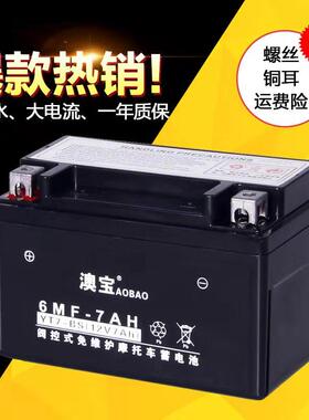 女装摩托车电瓶12v7a踏板车海王星豪迈125鬼火助力车电池YT7-BS