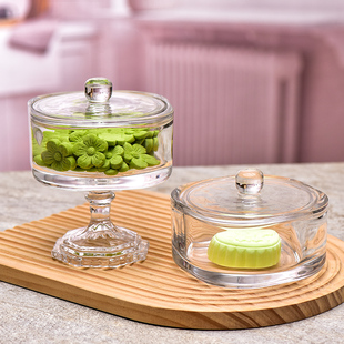 水晶玻璃糖果罐零食糖盒储物罐牙签棉签罐化妆蛋带盖首饰收纳盒