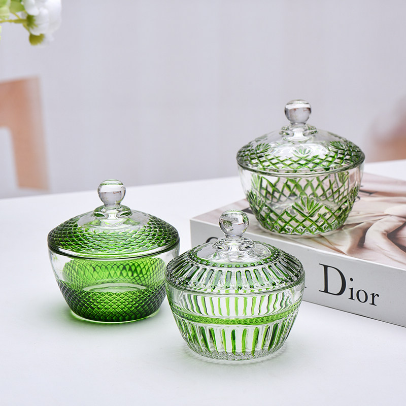 法兰晶人工手绘玻璃储物罐带盖家用糖果罐首饰收纳罐家居装饰摆件
