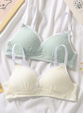 内衣女小胸聚拢收副乳无痕纯欲学生少女白色夏季薄款大胸显小胸罩