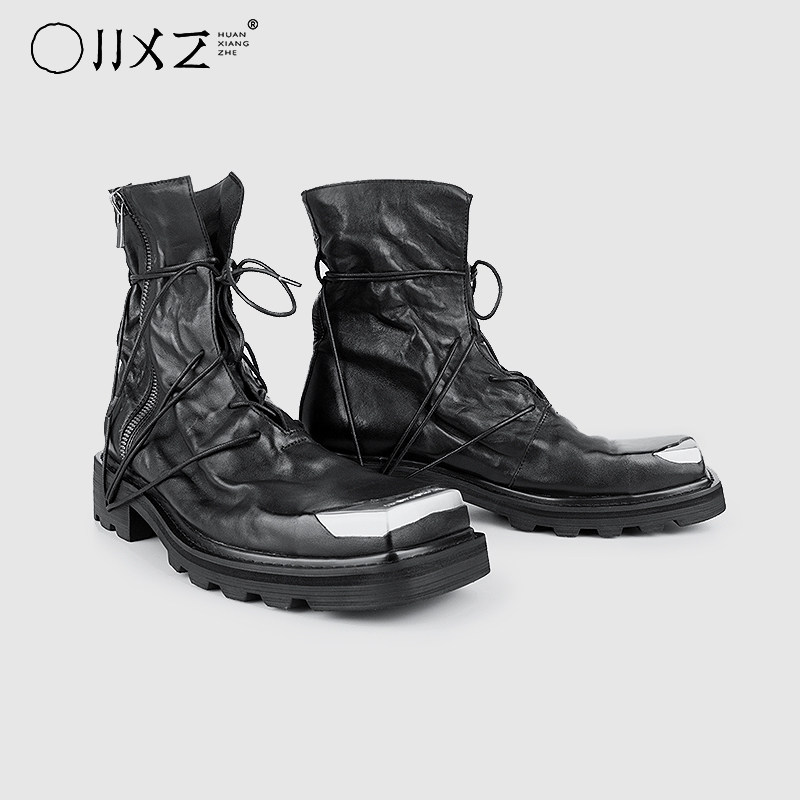 thumbnail for Phantom Original Design Limited Edition Square-Toe High-Top Martin Fashion Boots Thick-Soled Leather Boots HAFZ2582