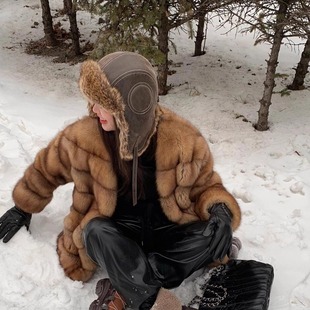 大头围冬季复古毛绒雷锋帽女川西旅游护耳防寒帽子东北雪地帽男款