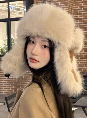 新款东北加厚户外出游防寒雷锋帽子复古麂皮绒男女毛绒帽雪地拍照