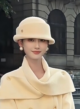 温柔白月光~法式复古白色礼帽赫本风帽子秋冬小香风优雅蓓蕾盆帽