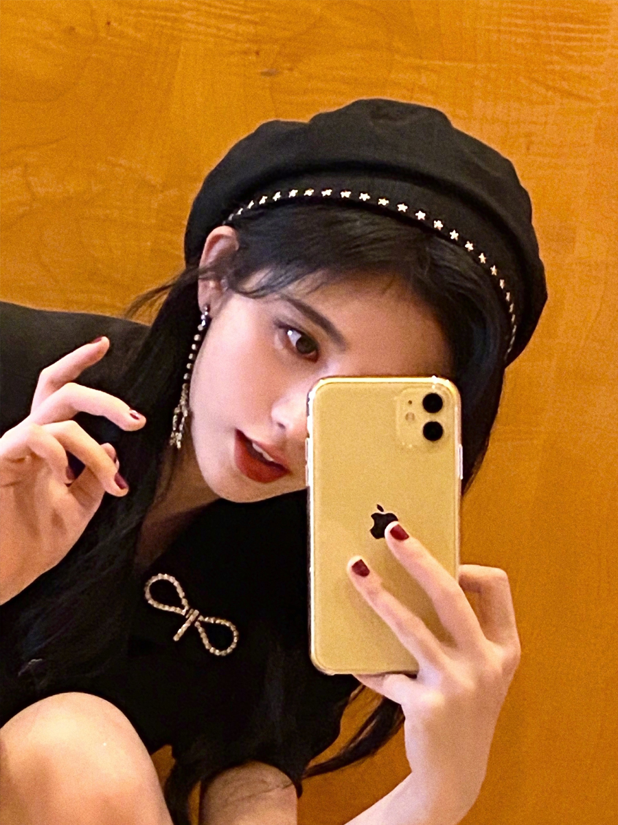 百搭潮ins五角星铆钉画家贝雷帽