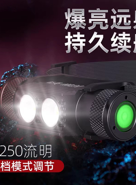 正品H02A-SST40 XML2充电头灯矿灯轻便防水户外跑步登山夜钓骑行