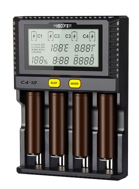 MIBOXER C4-12 18650锂电池充电器26650快充21700测容量修复激活