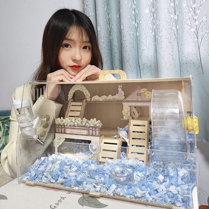 仓鼠笼金丝熊布丁蜜袋鼬笼子亚克力豪华超大别墅便宜小房子宠物窝