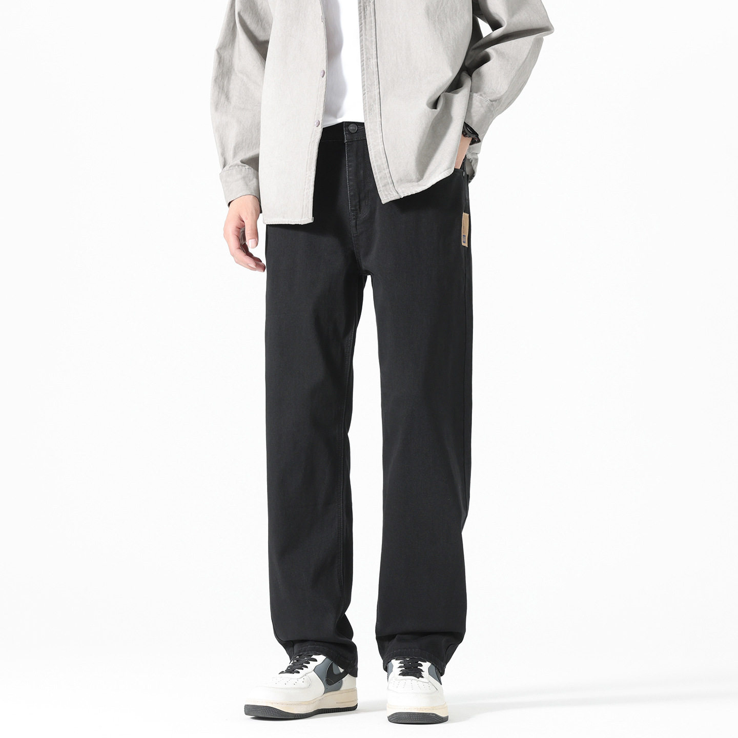 春秋美式高街直筒牛仔裤男复古休闲长裤冬季潮流保暖加绒男士裤子