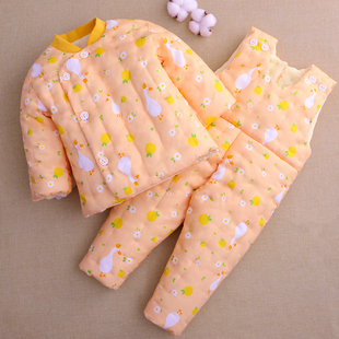 宝宝手工棉花棉衣 婴儿童棉袄背带棉裤套装 幼儿加厚内胆秋冬季