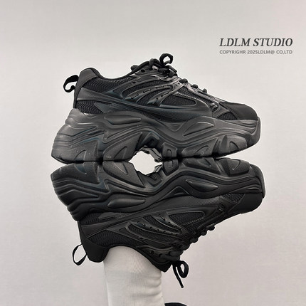 2025巨好看老爹鞋男女7CM厚底增高黑武士轻质舒适休闲鞋加绒棉鞋