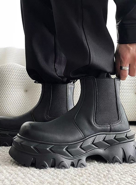 两点浪漫2025冬新款加绒加厚保暖切尔西马丁靴男7CM厚底zen机甲靴