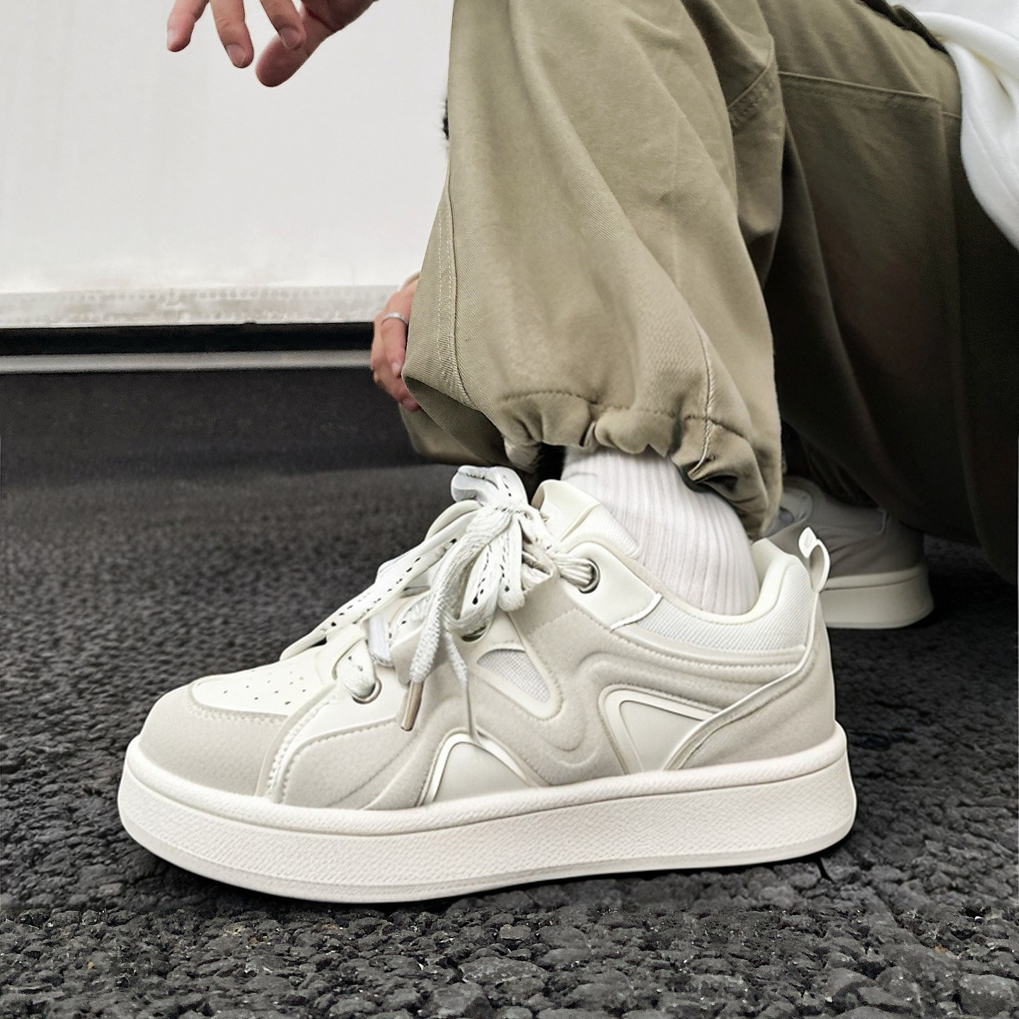 两点浪漫2026春新款小众厚底运动休闲板鞋男舒适百搭胖乎乎面包鞋,流行男鞋,休闲板鞋,淘宝优惠券,粉丝福利购,淘宝优惠卷