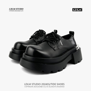 英伦大头小皮鞋 男高级感时尚 小众厚底德比鞋 两点浪漫2025春夏新款