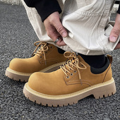 两点浪漫2025秋冬新款 加绒小皮鞋 厚底增高德比鞋 男英伦大黄靴工装