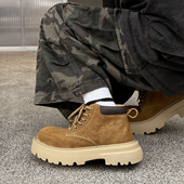 两点浪漫2025冬季 大黄靴 鞋 新款 加绒轻质6CM厚底增高马丁靴男工装