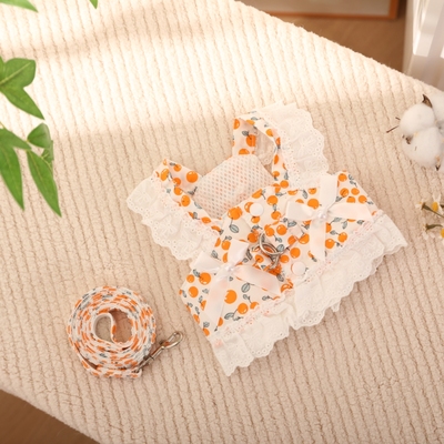 夏季超薄兔兔猫咪 牵引胸背带狗狗公主裙 外出专用遛狗绳泰迪比熊