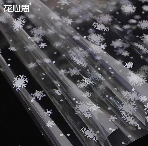 圣诞节雪花玻璃纸防水透明塑料膜