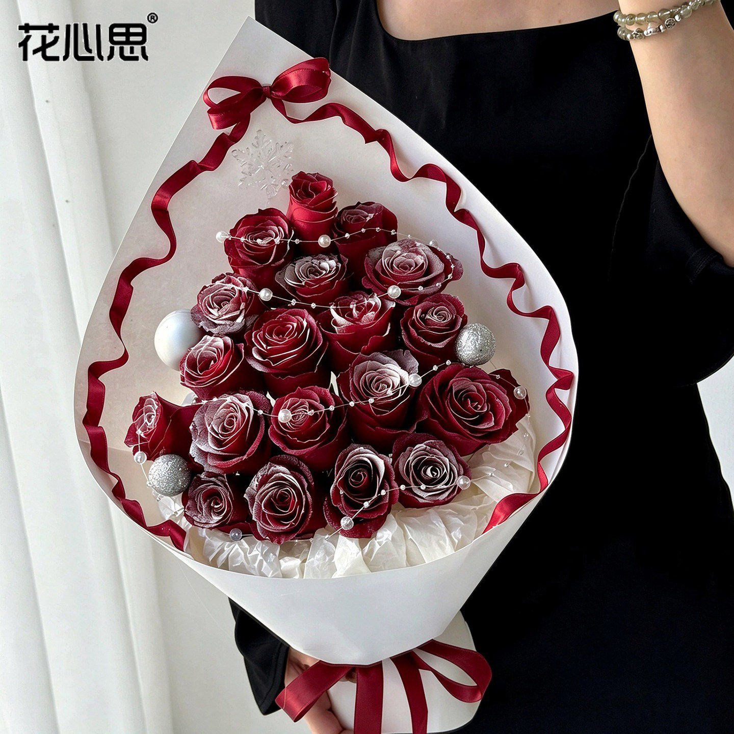 花心思圣诞节玫瑰圣诞树包花纸