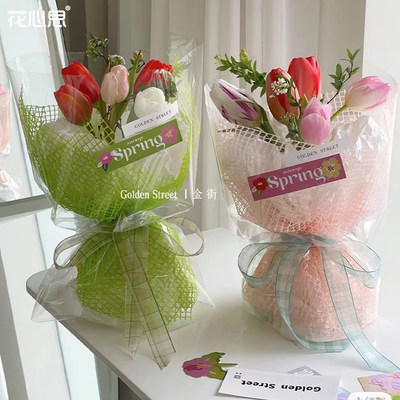 韩式手工玫瑰包花店用品硬纱网