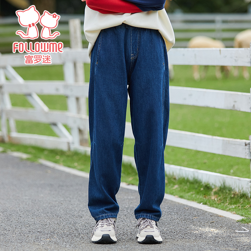 女童牛仔裤秋季少女装2024新款小女孩洋气时髦青少年直筒裤