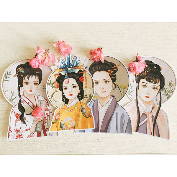 中国名著红楼梦文创手绘插画美女古典素材贴画 手账大款装饰贴纸